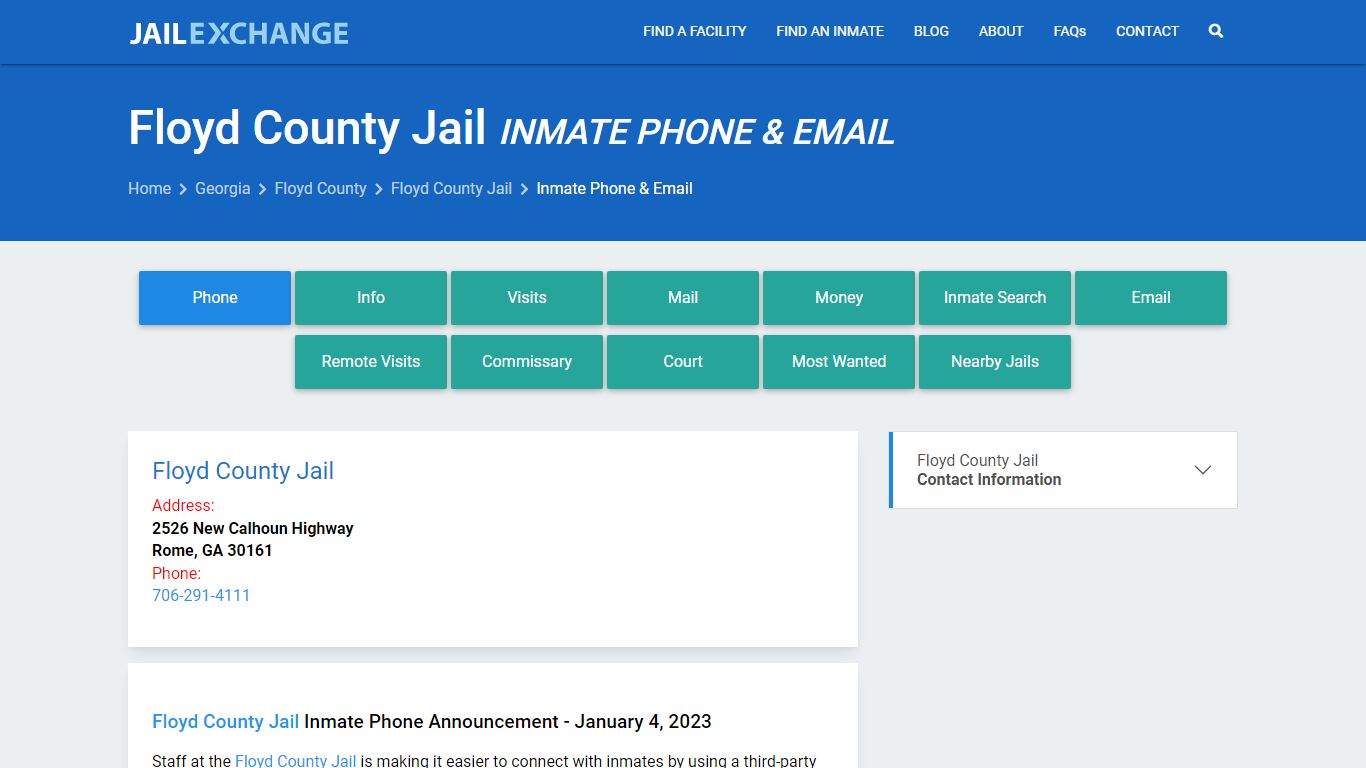 Inmate Phone - Floyd County Jail, GA - Jail Exchange