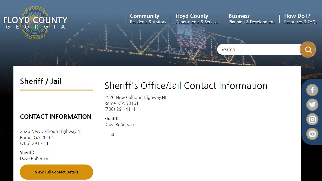 Sheriff's Office/Jail Contact Information | Floyd County Georgia